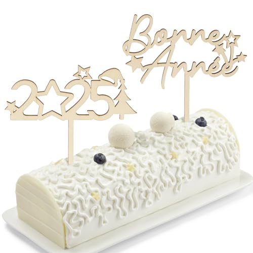 BOOMTOP 2 Französisch Neujahr Cake Topper Bonne Année Holz Kuchen Topper Kuchen Dekoration von BOOMTOP