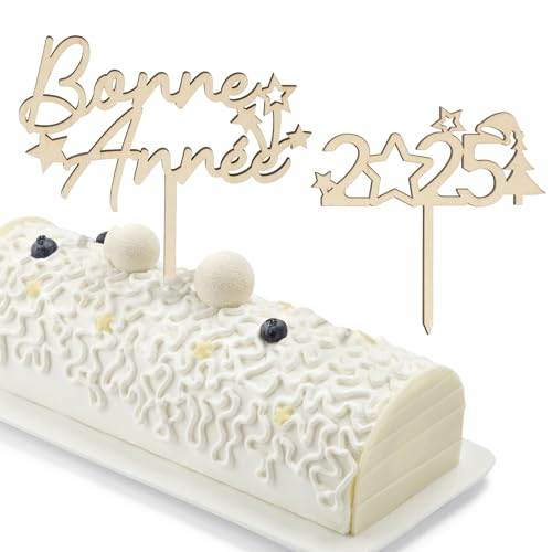 BOOMTOP 2 Französisch Neujahr Cake Topper Bonne Année Holz Kuchen Topper Kuchen Dekoration von BOOMTOP