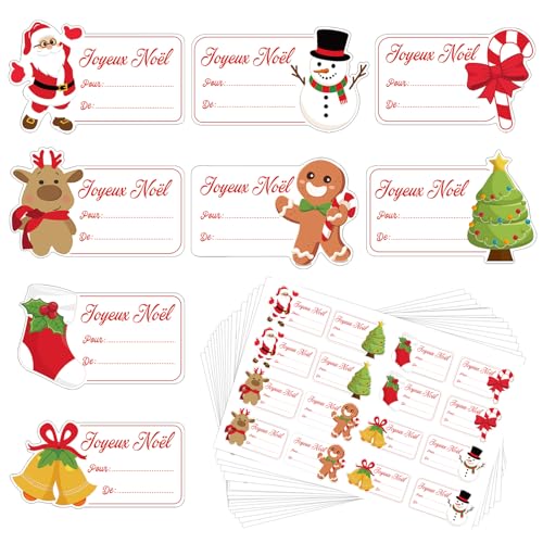 BOOMTOP 288pcs Französisch Weihnachten Etiketten Aufkleber Selbstklebend Weihnachtssticker Geschenkaufkleber von BOOMTOP