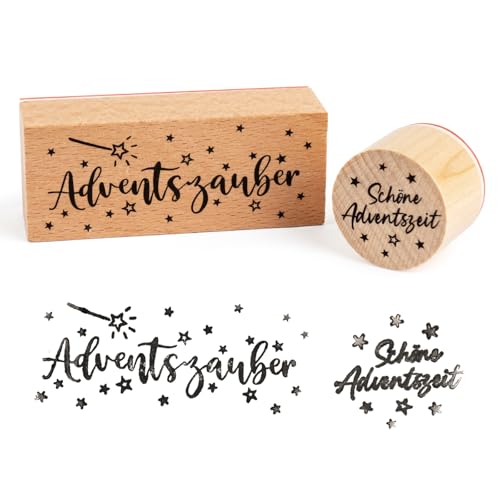 BOOMTOP 2Pcs Advent Stempel Holz Stempel Adventszauber Adventskalender Motivstempel Schöne Adventszeit Stempel Set Dekostempel zum Basteln Kartenherstellung Scrapbooking Geschenkanhänger von BOOMTOP