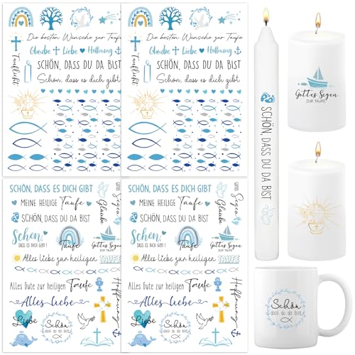 BOOMTOP 4x Kerzen Tattoos Folie Taufe Kerzentattoo Kerzenfolie Rub On Sticker Zur Taufe Kerzen Aufkleber Fisch Taufkerze Kommunion Sprüche Sticker Blau Kerzensticker für Stabkerze Kerzen Tasse BOOMTOP 4x Kerzen Tattoos Folie Taufe Kerzentattoo Kerzenfolie Rub On Sticker Zur Taufe Kerzen Aufkleber Fisch Taufkerze Kommunion Sprüche Sticker Blau Kerzensticker für Stabkerze Kerzen Tasse von BOOMTOP
