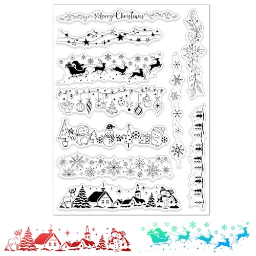 BOOMTOP Silikon Stempel Weihnachten Spitze Klare Stempel 10 Weihnachtsspitze Stempelset Rand Weihnachtsstempel Merry Christmas Clear Stamps für Kartenherstellung DIY Scrapbooking von BOOMTOP