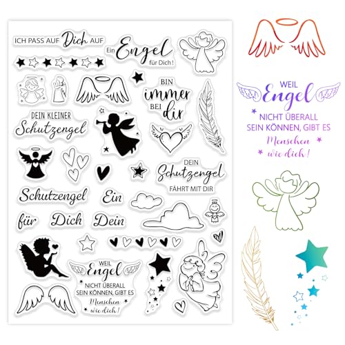 BOOMTOP Silikonstempel Schutzengel Clear Stamps Engel Taufe Transparente Stempel 35 Motive Motivstempel zum Basteln Kartenherstellung Kommunion Weihnachten Geschenkverpackung Scrapbooking von BOOMTOP