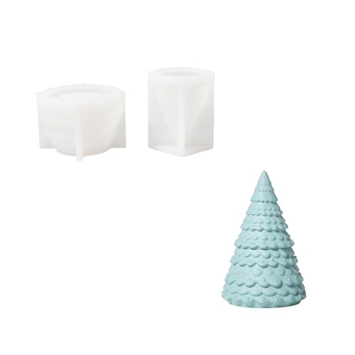 BOOWAN NICOLE Weihnachtsbaum Kerzen Jar Silikonform,Christmas Tree Kerzengefäße Gips Gießformen für Weihnachts Deko (SH1102) von BOOWAN NICOLE