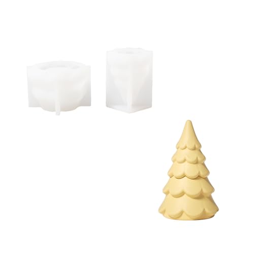 BOOWAN NICOLE Weihnachtsbaum Kerzen Jar Silikonform,Christmas Tree Kerzengefäße Gips Gießformen für Weihnachts Deko (SH1103) von BOOWAN NICOLE