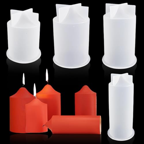 4 Pcs Silikonformen, Zylinderförmige Kerzenformen Silikon, DIY Kerzenformen Set, Ideal für Festliche Dekoration, Weihnachten, Kreatives Handwerk, Wiederverwendbar von BORDEAG