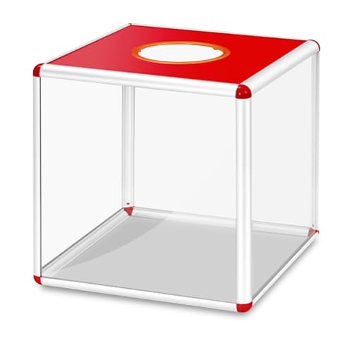 Lotterie-Box, Tombola-Box mit Aluminium Legierung, Wahlurne für Jährliche Treffen Spiel Stütze Transparenter Tickethalter, Spendenbox Kubischer Aufbewahrungsbehälter für Fundraising (25x25x25 cm) von BORDEAG