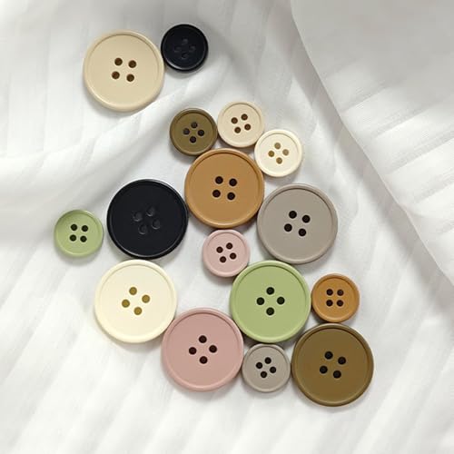 BORDSTRACT 100pcs Botones de Resina, Botones de Resina con Cuatro Ojos y Manchas de Colores, Botones para Decoración de Abrigos y Suéteres de Niños Hechos a Mano para Accesorios de Ropa von BORDSTRACT