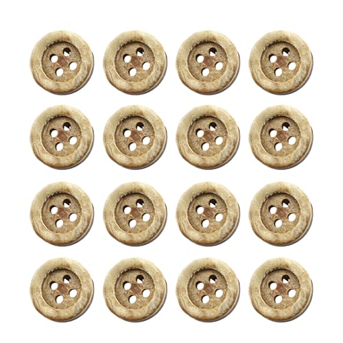 BORDSTRACT 100pcs Coconut Buttons, Handmade Round Coconut Buttons, Four Hole Coconut Composite Buttons for Sewing Artistic Projects von BORDSTRACT