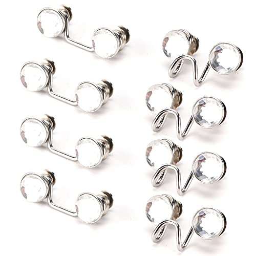 BORDSTRACT 16-teilige Knopfnadeln, Jeansbund-Einstellknopf ohne Nähen und ohne Werkzeug, sofort abnehmbare Knöpfe für den Stil ohne Nieten (Nail-free white rhinestone small size) von BORDSTRACT