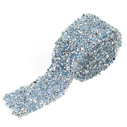 BORDSTRACT Bling Wrap Strassband, Kristallgeflecht, 30 mm, Diamantgeflecht, Wickelrolle, glitzerndes Kristall-Strassband, Dekoration für Party, Hochzeit, Geburtstag (Light Blue) von BORDSTRACT