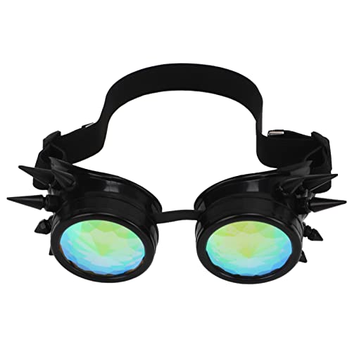 BORDSTRACT Retro-Kaleidoskop-Brille Mit Spikes, Steampunk-Schweißbrille Für Partys, Steampunk-, Gothic- Und Postapokalyptische Stil-Cosplsy(Schwarz) von BORDSTRACT