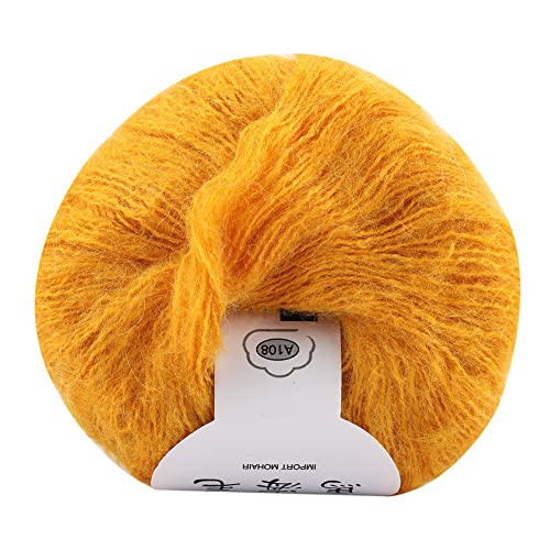 BORDSTRACT Ultraweiches Mohair-Garn, handgestricktes Woll-Mohair-Garnknäuel, Plüschgarn für Bastelprojekte (23 turmeric) von BORDSTRACT