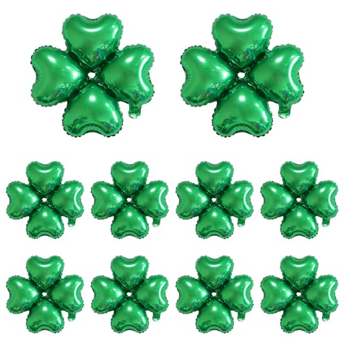 BORFUE 10 Stück St. Patricks Day Luftballons Kleeblatt Folienballons 4 Blatt Kleeblatt Ballons für irische Festival Party Happy Saint Patricks Day Dekorationen Frühling März Geburtstag Party Favor von BORFUE