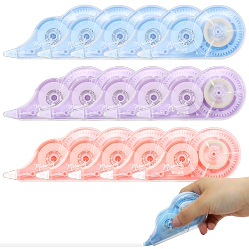 BORISCA 15 Stück Korrekturroller Set 12 m x 5 mm Mini-Korrekturmaus mit Schutzkappe, 3 Farben Correction Tape, Büro Schule Hausgebrauch Korrekturroller Maus (Rosa, Blau, Lila) von BORISCA