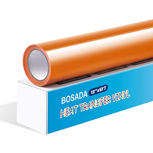 BOSADA Plotterfolie Textil,Flexfolie Plotter Textil 30.5cm x 1.52m Flexfolie für Cricut Transferfolie Plotter for T-shirt Hüte Kissen und Anderen Stoffen(Orange) von BOSADA