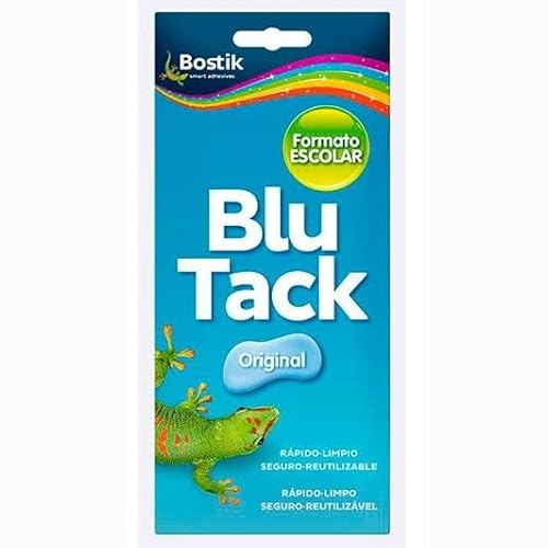 BOSTIK Blu Tack Original Blau, Schulformat, selbstklebend, formbar und wiederverwendbar, Befestigung von Gegenständen, sauber, sicher und einfach zu bedienen, ersetzt Reißzwecken und Klebebänder, über von BOSTIK