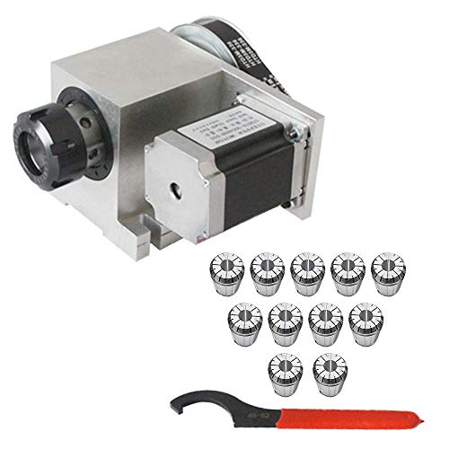 11-teiliges ER32-Spannzangenfutter-Set 1/8 "- 4/5" mit 3M-6-ER32 CNC-Fräser-Rotationsachse 80 U / min 4. Achse 57 Schrittmotor 21 mm Durchmesser, Federstahl-Spannzangen-Kit Schalenschneiderschlüssel von BOSUGE