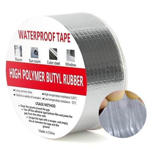 BOTEWO Butylband Dichtband Wasserdicht 5 cm x 10 m: Butyl Klebeband Wasserdicht Dickes Butyl Dichtband Selbstklebend zum Abdichten und Reparieren von Dachlecks, Oberflächenrissen, Rohrbrüchen von BOTEWO