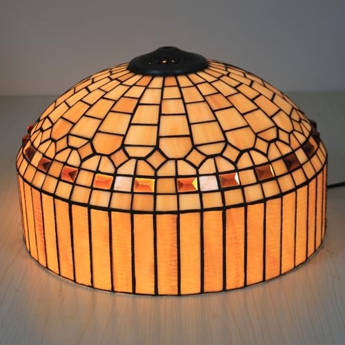 BOTOWI 16 Zoll Creme Bernstein Lampenschirm Ersatz, 40 cm Tiffany Buntglas Lampenschirme nur mit Kappe, geeignet für die Verwendung mit Tischlampe Stehlampe Hängende Pendelleuchte Deckenleuchte von BOTOWI