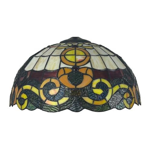 BOTOWI Barock Tiffany Lampenschirm Ersatz, nur 16X9 Zoll Buntglas Lampenschirme, geeignet für Tischlampe Stehleuchte Hängende Pendelleuchte Deckenleuchte,Orange von BOTOWI