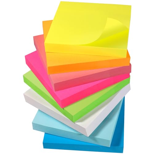 BOUMVID 800 Stück Sticky Notes, post it 76x76, Sticky Notes Haftnotizzettel, Selbstklebende Notizzettel, Notizzettel Bunt Haftnotizen zum Markieren und Hervorheben von Seiten von BOUMVID