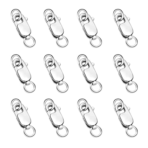 BOUTICOL Karabinerverschluss aus 925er-Sterlingsilber, mit geschlossenen Biegeringen, kleiner Verbindungsring für Halsketten, Schmuck, Armbänder, Zubehör, Verschluss, 10 mm x 4 mm, 001, 12 Stück von BOUTICOL