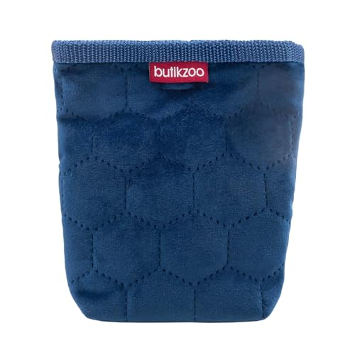 Hundeleckerli-Tasche mit Magnetverschluss & Kotbeutelspender für Spaziergänge 15 cm x 13 cm x 5 cm (Velvet Blau) von BOUTIQUE ZOO