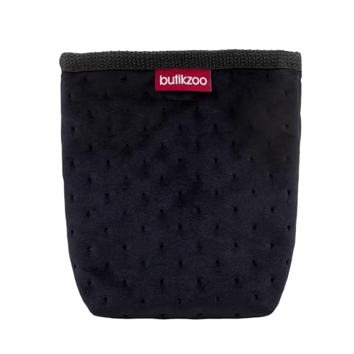 Hundeleckerli-Tasche mit Magnetverschluss & Kotbeutelspender für Spaziergänge 15 cm x 13 cm x 5 cm (Velvet Schwarz) von BOUTIQUE ZOO