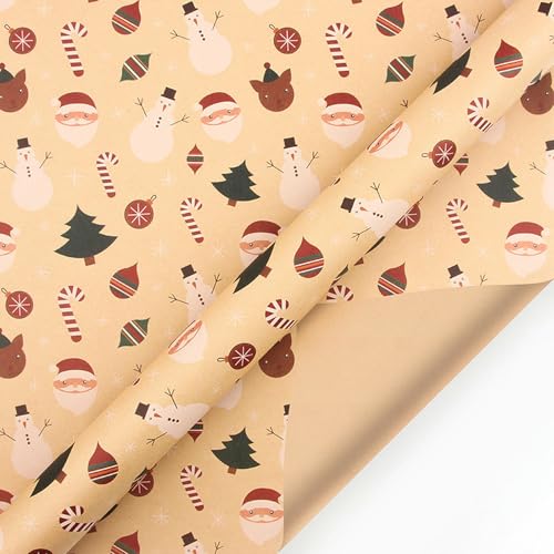 BOVROTIN Retro-Weihnachts-Kraftpapier, Geschenkpapier, DIY-Set, Stil 3, 50 x 70 cm von BOVROTIN