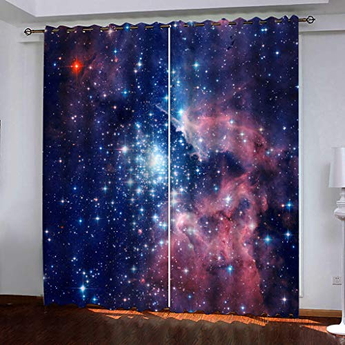 BOVZOX Vorhänge Blickdicht 2 Stück x 117 B x 138cm H Sternenhimmel Verdunklungsgardine mit Ösen für Wohnzimmer Schlafzimmer Kinderzimmer, Wärmeschutz & Geräuschreduzierung für Zimmer von BOVZOX