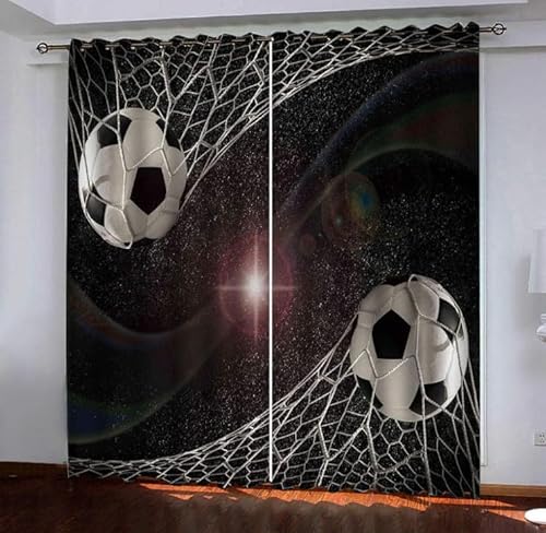 BOVZOX Vorhänge Blickdicht 2 Stück x 168 B x 229cm H Fußball Verdunklungsgardine mit Ösen für Wohnzimmer Schlafzimmer Kinderzimmer, Wärmeschutz & Geräuschreduzierung für Zimmer von BOVZOX