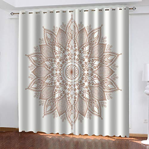 BOVZOX Vorhänge Blickdicht 2 Stück x 168 B x 229cm H Mandala Verdunklungsgardine mit Ösen für Wohnzimmer Schlafzimmer Kinderzimmer, Wärmeschutz & Geräuschreduzierung für Zimmer von BOVZOX