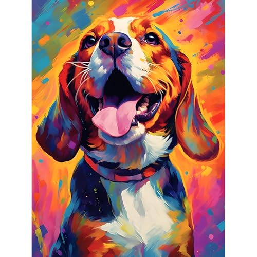 BOWETILE 5D Diamond Painting Bilder, Diamant Painting Hund, Tier Diamond Painting Set für Erwachsene Kinder, Komplettes DIY Diamond Art Malen Stickset, Kreuzstichbilder für Wohnkultur 30x40 cm von BOWETILE