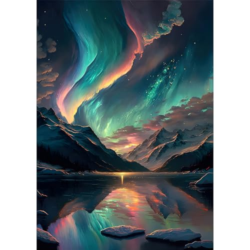 BOWETILE 5D Diamond Painting Bilder Landschaft, Fantasie Aurora Diamond Painting Set für Erwachsene und Kinder, Komplettes DIY Diamond Art Malen Stickset für Kreuzstichbilder, Wohnkultur 30x40 cm von BOWETILE