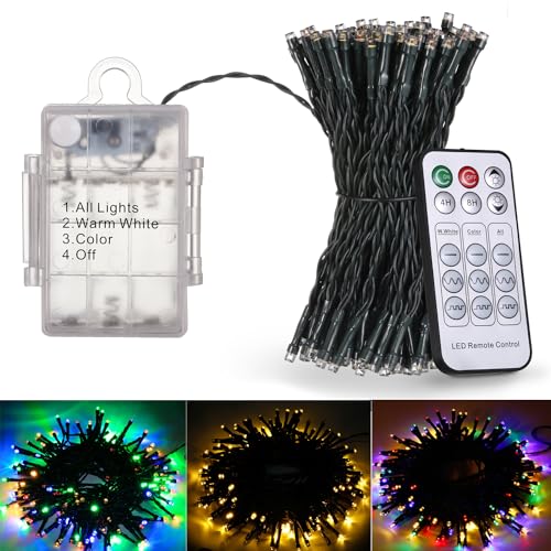 BOWKA 150er Led Lichterkette Warmweiß&Bunt&RGB Batteriebetrieben 9 Modi Außen und Innen Timmer Dimmbar für Garten Hochzeit Weihnachten Party 15 Meter von BOWKA