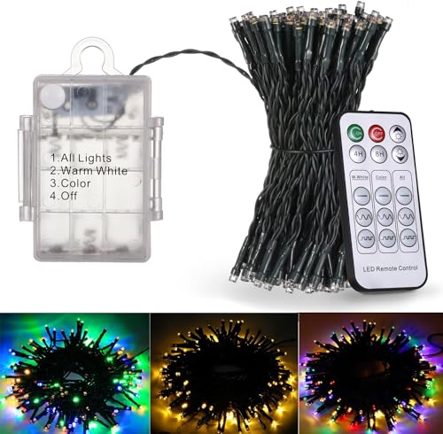 BOWKA 150er Led Lichterkette Warmweiß&Bunt&RGB Batteriebetrieben 9 Modi Außen und Innen Timmer Dimmbar für Garten Hochzeit Weihnachten Party 15 Meter (2 Stück) von BOWKA