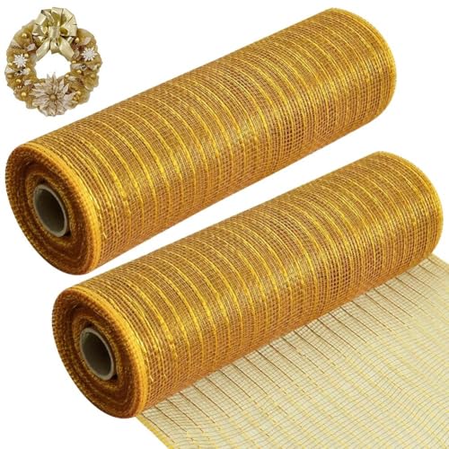 2 Rollen Weihnachts-Mesh-Band, Folienrollen, Netzband, dekorative Netzrollen für DIY-Kranz, Party, Weihnachtsgirlande, Dekoration, Handwerk von BOWTONG