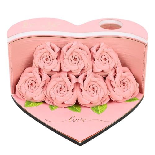 3D-Notizblock, 2025 Rose, Haftnotizen, 156 Blatt, Papierschnitzerei, Notizblock, Stift, antihaftbeschichtete Rosen mit 3D-Notizen von BOWTONG