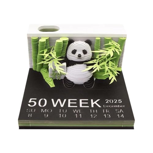 3D-Schreibtisch-Notizblock 2025, Wochenkalender, Panda-Notizblock, 3D-Notizblock mit Q6j8-Schnitzerei für Decorat-Papierstift von BOWTONG