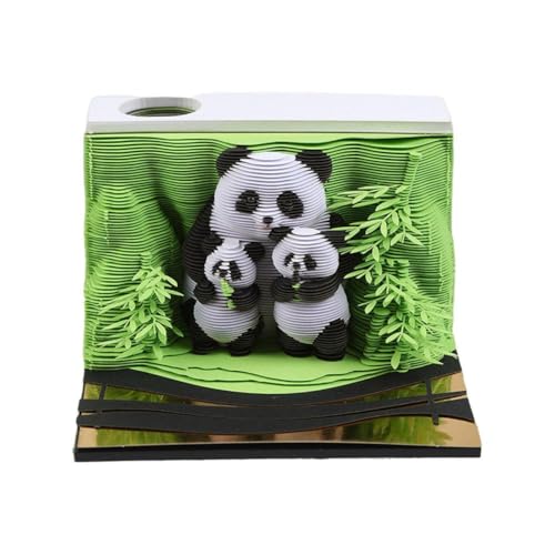 3D Schreibtisch Notizblock 2025 Wochenkalender Panda Memo Pad 3D Notizblock Papier Stift Schnitzen für Dekoration mit von BOWTONG