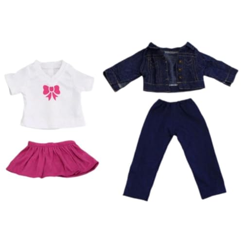 4 Stück Jeans Kleid Rock Anzug Kleidung für 45,7 cm Generation Puppe für unsere Outfits Puppe von BOWTONG