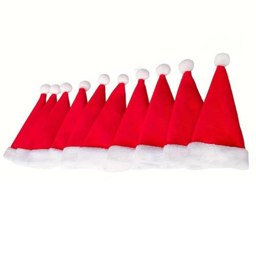 BOWTONG Mini-Weihnachtsmannmützen, 10 Stück, Weihnachtsmütze zum Basteln, kleine Weihnachtsmannmütze, Weihnachtsflaschen, Weinmützen, Silberfarben von BOWTONG