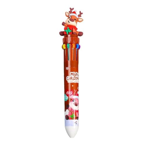 BOWTONG Weihnachts-Kugelschreiber, 10 Farben, mehrfarbig, für Weihnachtsstrumpf, Zubehör, Weihnachtsfüller, Gastgeschenk, Party von BOWTONG