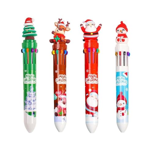 BOWTONG Weihnachts-Kugelschreiber, 10 Farben, mehrfarbig, für Weihnachtsstrumpffüller, Gastgeschenk, Partyzubehör, Weihnachten von BOWTONG