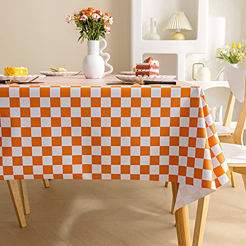 BOXIFA Abwischbare, rechteckige Tischdecken, wiederverwendbare Tischdecken, PVC-Kunststoff, Tischschutz, wasserdichte Tischdecke (70 x 90 cm, orange) von BOXIFA