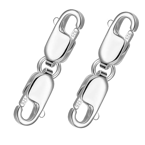 2 Stück Doppel Karabiner Verschlüsse, 925 Sterlingsilber Doppel Karabinerverschluss Verlängerung Schmuck Karabinerverschluss Armband Verlängerung Halskettenverschlüsse für die Schmuckherstellung von BOXOB