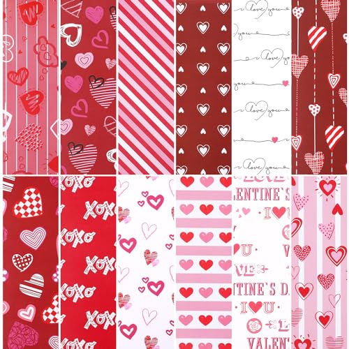 24 Stück 30x30cm Valentinstag Musterpapiere, 12 Designs Herzliebe Scrapbook Papier Doppelseitig Dekoratives Papier Flach Gefaltet Bastelpapier für DIY Kunstkartenherstellung Fotoalbum Dekor von BOXOB