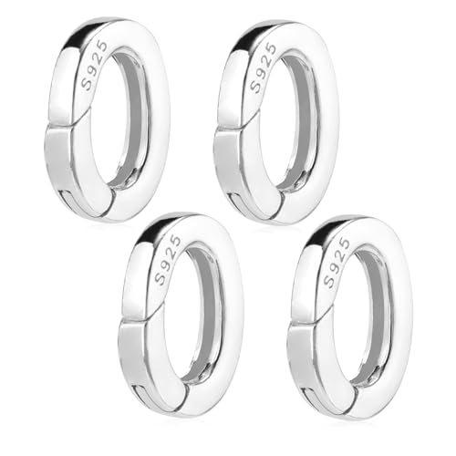 4stk Schmuck Verschlüsse, 925er Silber Oval Halskettenverkürzungsverschlüsse Federbügelverschluss-Ringverbinder für Frauen Armbänder Schmuckherstellung von BOXOB