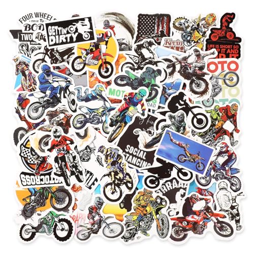 50St Motocross Dirtbike Aufkleber, Wasserfest Motorrad Aufkleb für Kinder Motocross Aufkleber Auto für Wasserflaschen Laptops Skateboards Helme von BOXOB